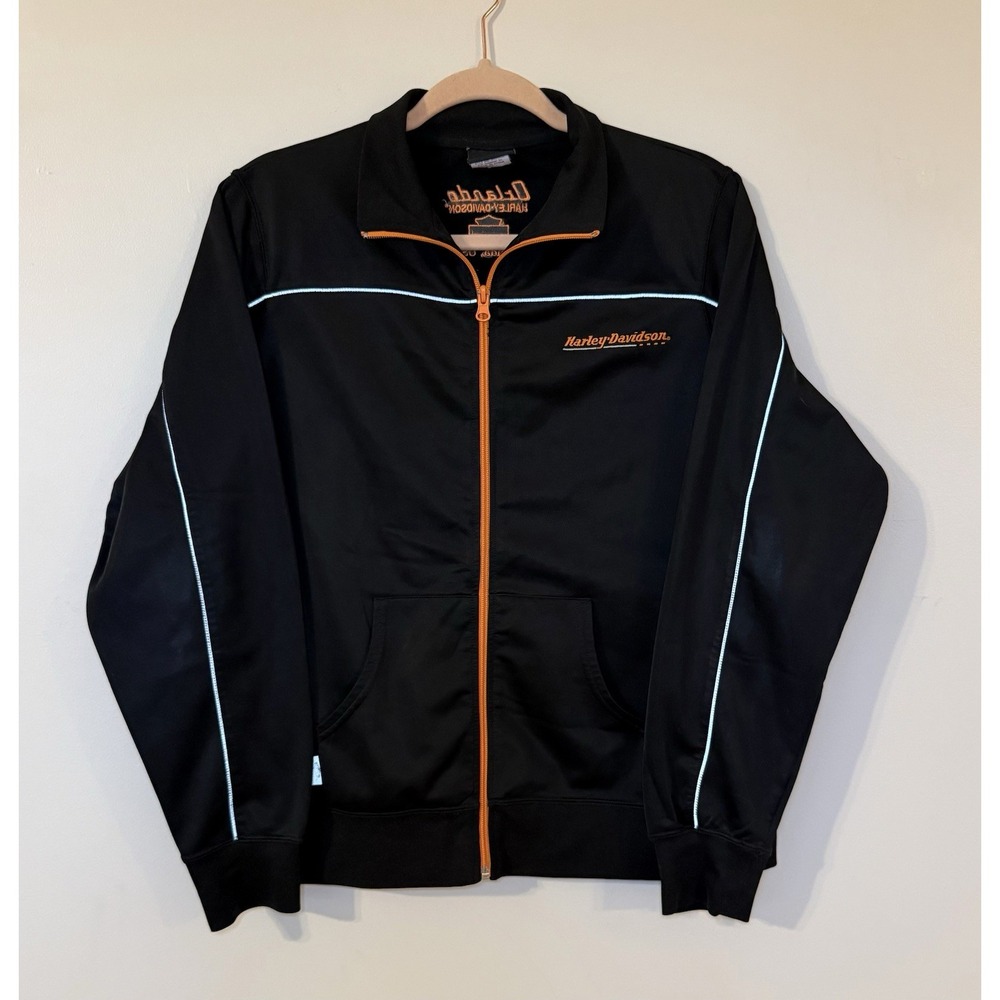 Harley Davidson Women's Medium Track Zip Up Jacket Patch 2006 Black Motorcycles